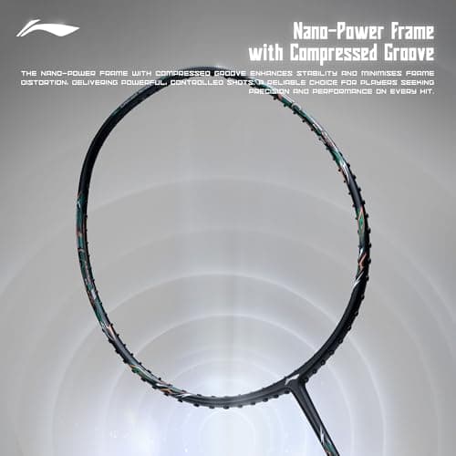 Li-Ning Li-Ning G-Force 3800 II Superlite Strung Badminton Racket with Full Cover | 5U | Maximum Tension ≤ 30 Lbs (Black) 4