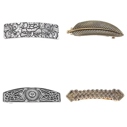 Meadawgs® 4X Barrette Holder Celtic Carved Convex Hair Clip Hair Decor Headress|Clothing, Shoes & Accessories | Womens Accessories | Hair Accessories|4 Pieces Viking Barrette