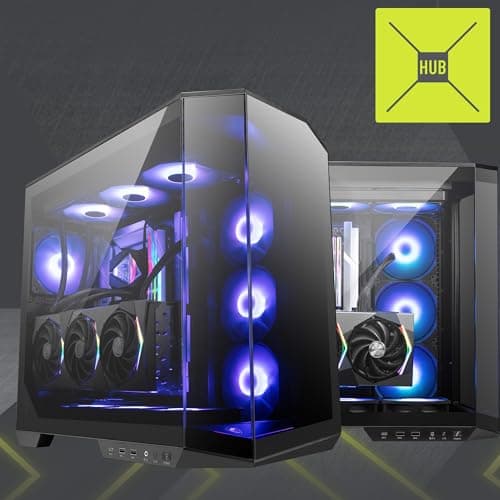 MSI MAG PANO 100R PZ - Premium Mid-Tower Gaming PC Case - Tempered Glass Side Panel - 4X ARGB 120mm Fans - Liquid Cooling Support up to 360mm Radiator - Black Color Case 2