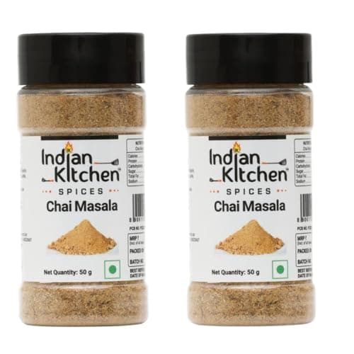Indian Kitchen Chai Masala (Pack of 2) – Authentic Aromatic Spice Blend with Cardamom, Cinnamon & Cloves – Perfect for Flavorful Spiced Tea & Traditional Indian Chai