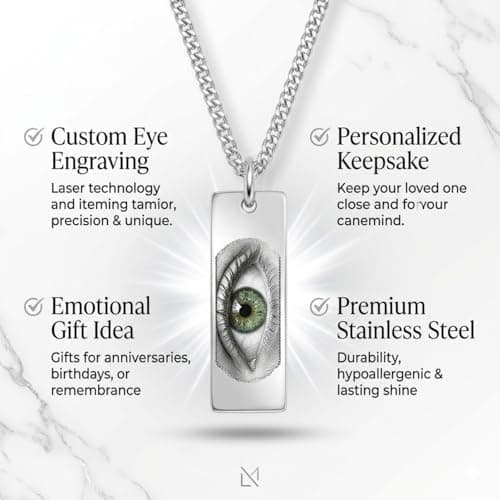 DOLO GIFTS Personalized Stainless Steel Eyes Necklace for Women | Customized Eyes Engraving Photo Pendant | Custom Family Jewellery Birthday Anniversary 3