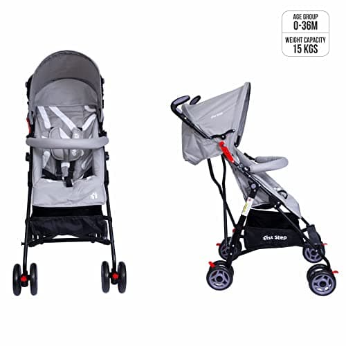 1st Step Jet Baby Stroller/Pram with 5 Point Safety Harness and Adjustable Handles (Grey) 2