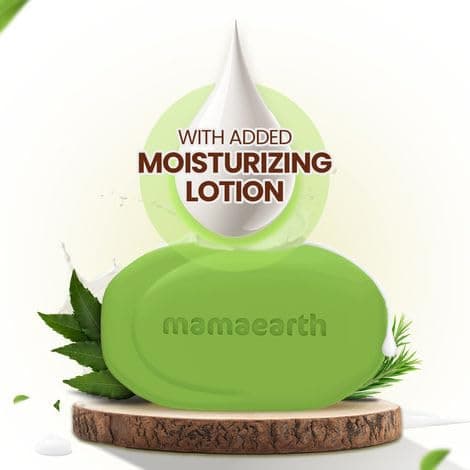 Mamaearth Neem Moisturizing Lotion Soap with Neem & Tea Tree for Skin Purification (3 + 1 Free) - (125 gm x 4) | Units For Skin Protection | Soothes Inflammation | Deeply Cleanses | 76% TFM Grade 1 So 3
