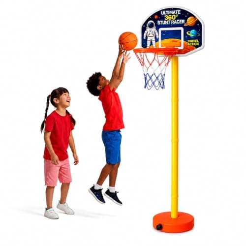 Basketball for Kids Set with Adjustable Height Stand, Basketball Hoop Toy for Kids, Indoor Outdoor Sports Game, Boys Girls Activity Play Set