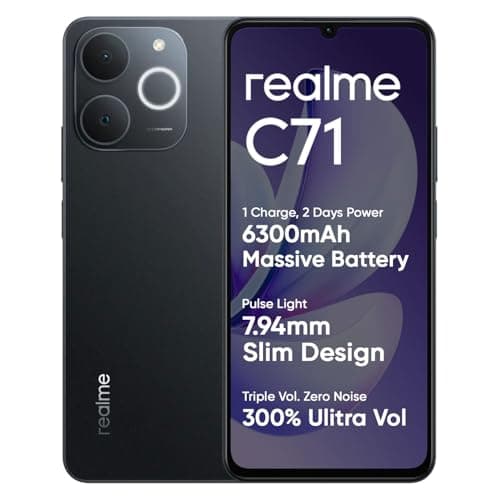 realme C71 4G Smartphone Obsidian Black 6GB+128GB,6.745 inch Screen, 90Hz Eye Comfort Display, 6300mAh Battery, 37MP Cameras, Unisoc T7250 Chip, IP54