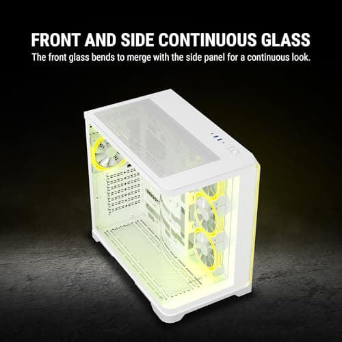 Ant Esports Crystal ARC Mid-Tower Computer Case/Gaming Cabinet - White |Front Curved Glass|Support ATX, Micro-ATX, Mini-ITX | Pre-Installed 4 ARGB-PWM Fans 4
