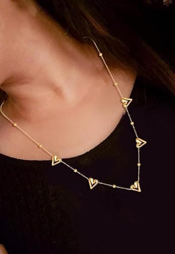 MEENAZ pendant necklace for women Love necklace for woman Gold Heart chains for women stylish/Locket Jewellery Set for Women Anti tarnish jewelry |Stainless Steel Valentine Gifts for Girlfriend 89 2