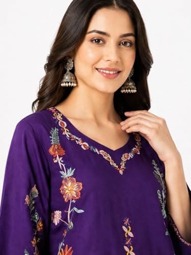 Shree Shakuntala Sarees Women Embroidered Kurta with Patiala Pant Set | Ethnic Printed Kurti Set for Women | Casual Traditional | Festive | Stylish Ethnic Outfit for Woman (IN, Alpha, 2XL, Regular) 2