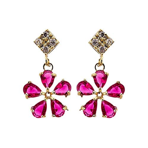 ZENEME Gold Plated American Diamond Necklace with Earrings Jewellery for Women & Girls (Pink) 6