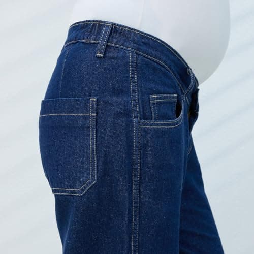 MomToBe Maternity Baggy Jeans for Women | Under Belly Stretchable Waistband | Wide Leg Denim Pants | Comfortable Pregnancy Jeans | Casual Maternity Wear (Denim Blue::XXX-Large) 5