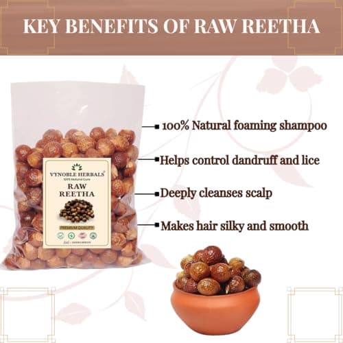VYNOBLE HERBALS 100% Natural Raw Reetha Nuts | 1 Kg Premium Aritha / Ritha / Soapnut (Sapindus trifoliatus) Whole Nuts | For Hair Wash, Natural Shampoo, Scalp Cleansing & Skin Care | Chemical-Free | F 3