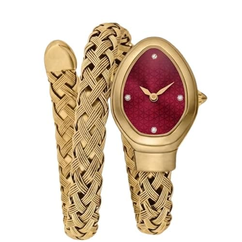 CLEO Be Bold Be You Gold Jewellery Style Watch for Women | Fashion Bangle Analog Wrist Watch (Mesh Red 167)