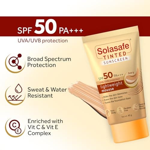 Solasafe Tinted Ivory Sunscreen SPF 50 | Broad Spectrum Protection | Lightweight Formula | Suitable for All Skin Types | 3