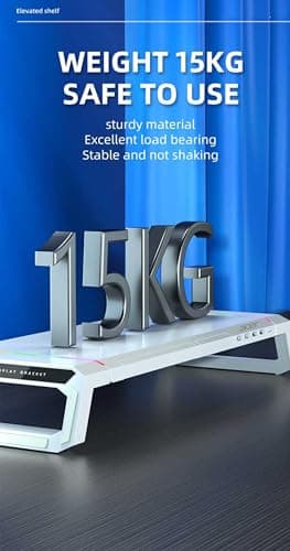 acer Ergo Multifunction Monitor & Laptop Stand Featuring RGB Lighting and a 4-Port USB Hub with Aluminum Multi Keyboard Storage Space Bar, Suitable for Both Office and Home Environments (White) 3