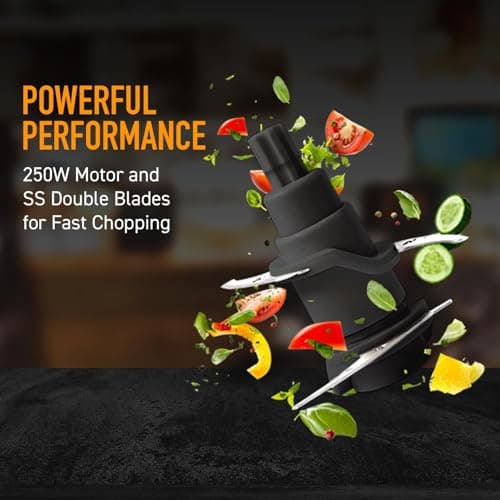 KENT Electric Chopper-B for Kitchen 300 Watt | Chop, Mince, Puree, Whisk, 400 ml Capacity | Stainless Steel Double Chopping Blades | Transparent Chopping Bowl | Anti-Skid | One Touch Operation | Black 3