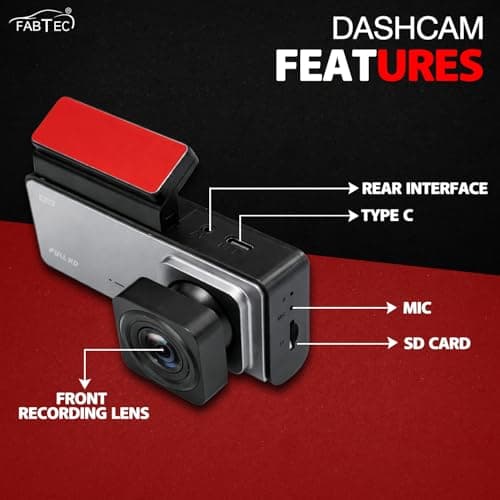 FABTEC A7 3 Channel HD WiFi Car Dash Cam 1296p Front + 1080p Rear + 1080p Inside Cabin Loop Recording Dash Camera Support Upto 32GB Memory Card & WiFi Mobile Link (Grey) 5