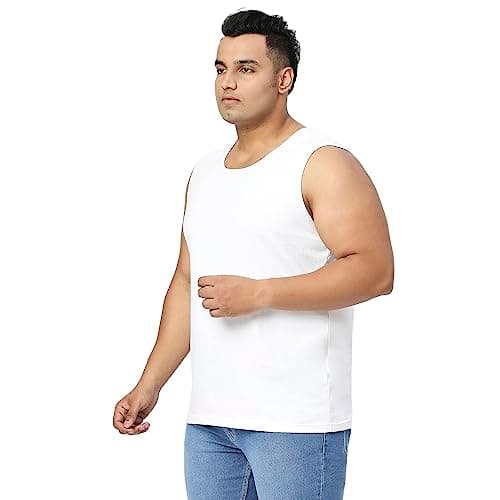 VAISHVIK Mens plussize Sleeveless Tshirt Sando Tank top 10xl 62 inches amzon India Branded White 2