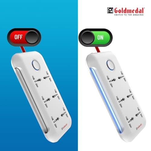 Goldmedal i-Strip High-Grade Extension Board | 6 Universal Sockets | 2-Meter Extension Cord with Surge Protector | Master Switch & LED Indicator | Multi Plug Socket for Home & Office | (White) 4