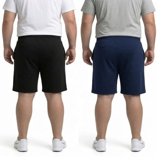 Khakey Mens Black and Navy Cotton Knee Length Plus Size Short Pack of 2 2
