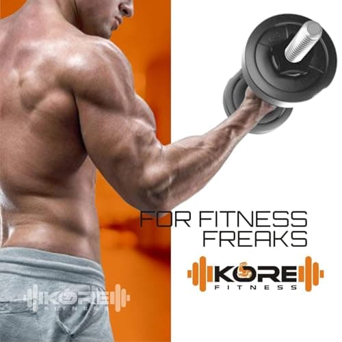 Kore PVC 50 Kg Home Gym Set with One 3 Ft Curl and One Pair Dumbbell Rods with Gym Bag & Accessories, Multicolor, Black 4