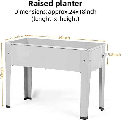 INDIAN DECOR 90104 Raised Garden Bed, Garden Raised Planter Box with Legs, Galvanized Garden Planter for Herbs and Vegetables (24" Grey) 2