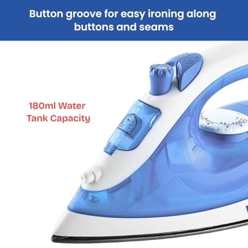 NeuOn Venza 1200W Steam Iron for Clothes – Non-Stick Soleplate, Lightweight, Glass Handle, Budget-Friendly 2
