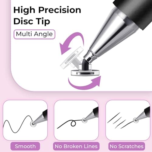 Humble Universal Light Weight Stylus Pen for Smartphone/Tablet/iPad/iPhone/Android & All Touch Screen Devices with Fine Point Disc Tip & Magnetic Cap | Precise Tip for Drawing and Writing - Black 3