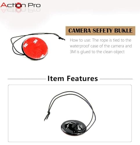 Action Pro Adhesive Mount -1 x Round & 1 x Flat Mount Round Sticky Pads with Insurance Tether Straps Compatible with GoPro Hero 13/12/11/10/9/8/7/6/5/4/3+/3/2/1, Insta360, YI & EKEN 4K Action Cameras 3