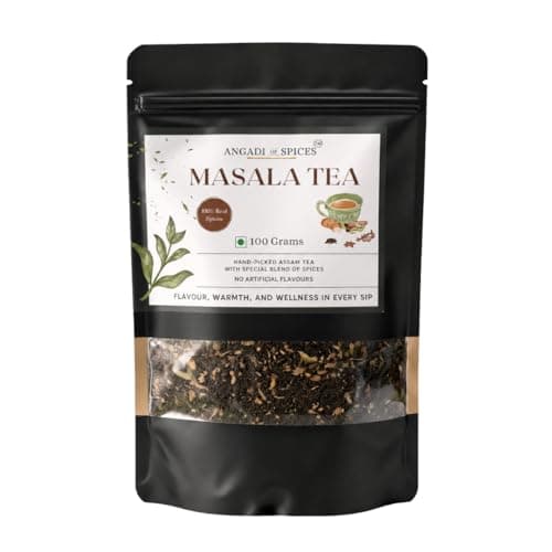 Angadi of Spices - Masala Chai by a Spice Maker | Assam CTC Black Tea with Crushed Cardamom, Ginger, Cinnamon, Cloves & Black Pepper | No Artificial Flavours | Café-Style Kadak Chai | 100g