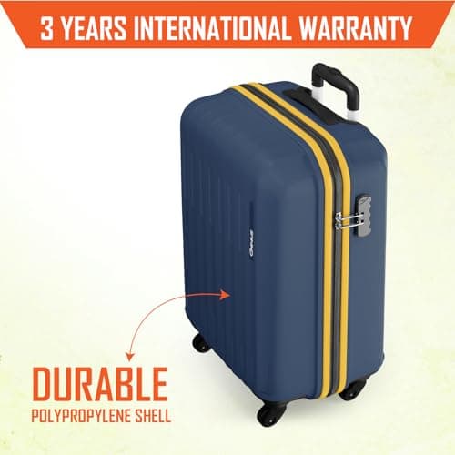 Safari Cabin Genius Alley 55cm Trolley Bag Hard Case Polypropylene, 4 Spinner Wheels, 360 Degree Wheeling Carry on Luggage, Travel Bag, Suitcase for Travel, Trolley Bags for Travel, Navy 2
