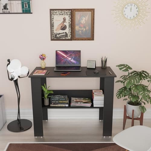 Spyder Craft Genesis Engineering Wood Modern Office Desk Study Table Computer Table for Office Work from Home Kids Study Room Workstation Color -Black (Black)