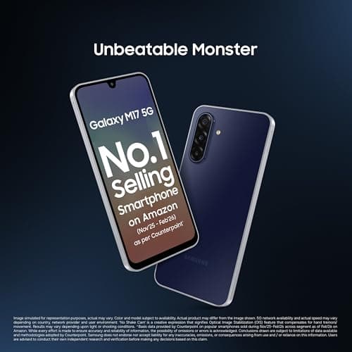 Samsung Galaxy M17 5G Mobile (Sapphire Black, 6GB RAM, 128GB Storage) | 50MP OIS Triple Camera | Gorilla Glass Victus | IP54 | 6 Gen OS Upgrades | AI | Gemini Live | Lag-Free Gaming | Without Charger 2