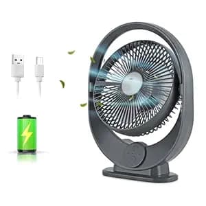 Gesto 9.6 Inch High Speed Rechargeable Table Fan for Home – USB Charging Battery Fan With Led Light | 3000mAh Battery for Upto 8 Hours Runtime | 3 Speed Modes Portable fan for Home,Office,Desk,Kitchen