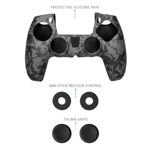 NiTHO PS5 Controller Cover Case, Anti-Slip Soft Silicone Protective Skin for Playstation 5 Controller with Thumb Grip Caps, Joystick Protectors Kit Accessories for PS5 Wireless Controller - Camo 4