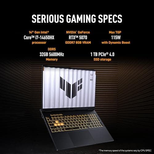 ASUS TUF F16,14th Gen,Intel Core i7 14650HX,Gaming Laptop(RTX 5070-8GB/115W TGP/32GB/1TB /2.5K QHD+/16"/165Hz/90WHrs/Windows 11/M365 Basic (1Year)*/Office Home 2024/Jaeger Gray/2.2 Kg)FX688JPR-QT043WS 3