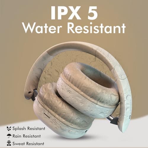 Portronics Muffs M6 Over Ear Wireless Bluetooth Headphone with Upto 40 Hours Playtime, Dual Pairing, 40mm Driver, HD Mic, Bluetooth 5.4V, Foldable Design, Type C Fast Charging (Biege) 5