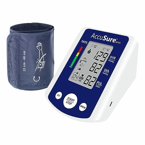 AccuSure BP09 Digital Blood Pressure Monitor – Automatic Upper Arm BP Machine for Home Use, Large Display, WHO Indicator, Dual User Memory, Adjustable Cuff (22–40 cm), USB Type-C & Battery Powered | 2