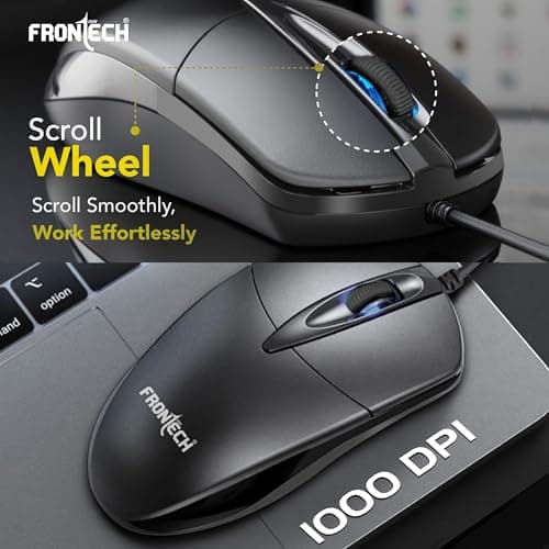 FRONTECH Wired USB Keyboard and Mouse Combo with 104 Keys, 3-Button Mouse, and 1000 DPI Optical Sensor.(KB-0012) 5