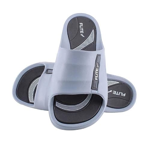 FLITE Slides for Men | FL 185 Comfortable Casual Slippers | Lightweight EVA Sole, PVC Upper (Grey, UK, UK Footwear Size System, Adult, Men, Numeric, Medium, 9) 2