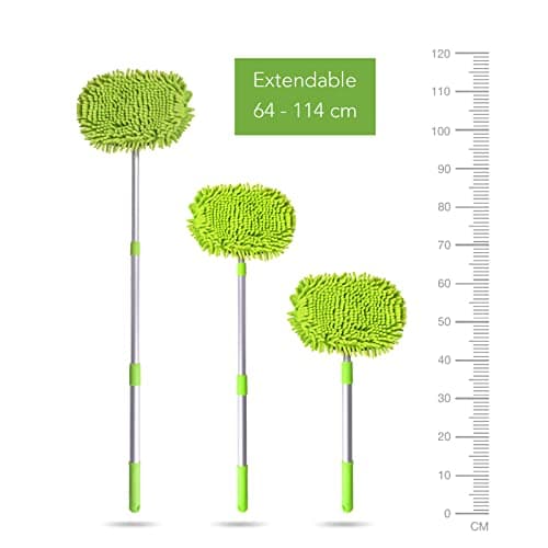 Wolpin Car Duster Microfiber Flexible Duster Car Wash | Car Cleaning Accessories | Microfiber | Brushes | Dry/Wet Home, Kitchen, Office Cleaning Brush Extendable Handle 5