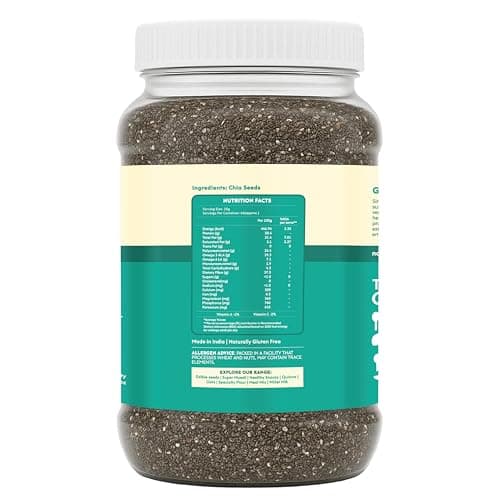 Nourish You Raw & Whole Chia Seeds 1kg Jar | Dirt & Stone free | Gluten Free | Source of Calcium, Protein , Dietary Fibre & Antioxidant | Rich with Omega 3 & Zinc | Premium superfoods | Supports Weigh 4