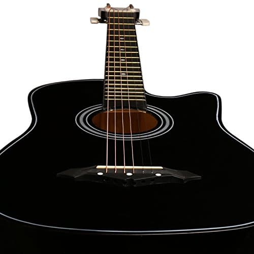 Juârez Acoustic Guitar Kit, JRZ38C/BK 38 Inch Cutaway, 038C with Bag, Strings, Pick and Strap, Black 4