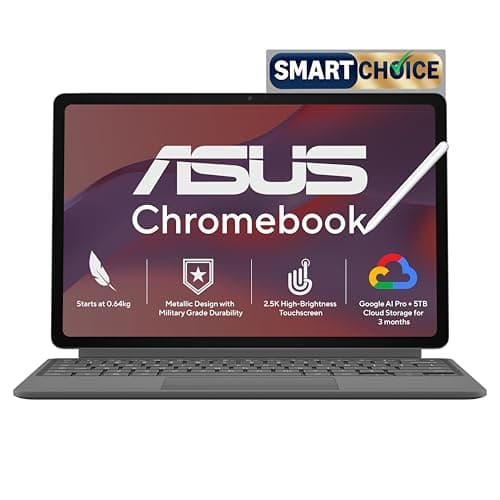 ASUS Chromebook CM32 Detachable (2026),Smartchoice,MediaTek Kompanio 540 Processor,8GB RAM,128GB SSD,Touchscreen,12.1"(30.7 cm),Chrome OS,Cloud Titanium,0.64 Kg,CM3206DM4A-TR0119,Thin & Light Laptop