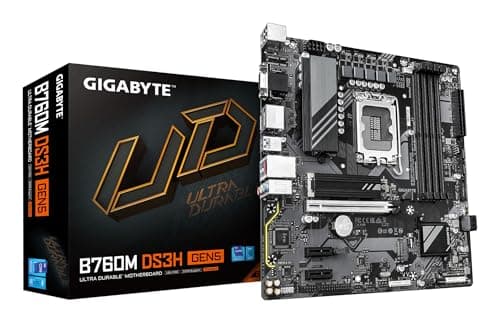 GIGABYTE B760M DS3H GEN5 Motherboard - Supports 14th Gen Intel Core Processors, 6+2+1 Phase Digital VRM, Up to 5600MHz DDR4, 2x PCIe 4.0 M.2, 2.5GbE LAN, USB 3.2 Gen2
