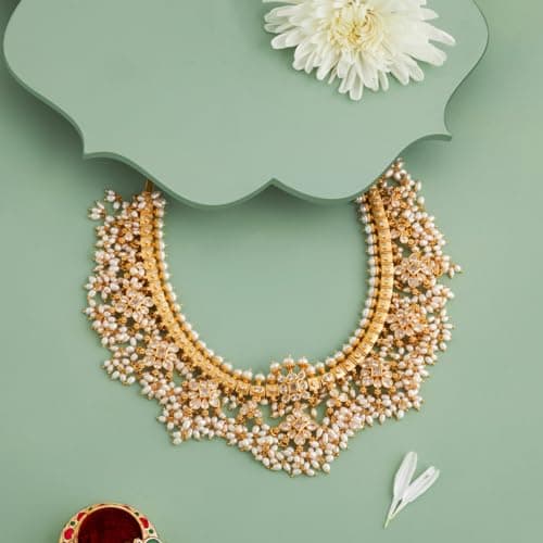 KUSHAL'S Fashion Jewellery white gold polished 92.5 Silver temple necklace, Best for festive & Special Occasion - 452651 4