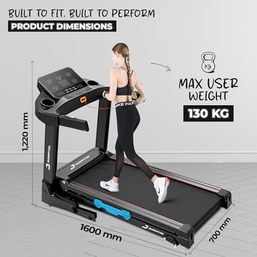 Durafit91™ Solid 5.5HP Peak AC Motorized Treadmill | Max User Weight 130 Kg | 12 Level Auto Incline | Max Speed 16 Km/Hr | Gel Absorption Technology |DIY 2
