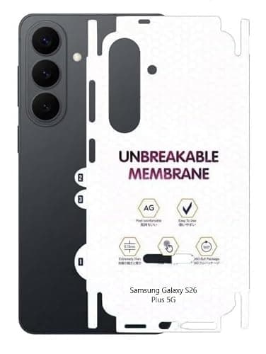 MACLEN Matte Finish Full Body Cover Back Protector Compatible with Samsung Galaxy S26 Plus 5G | Unbreakable Membrane Scratch Guard Full Fit Protective, Case Friendly, (Back & Side) (Pack of 1)