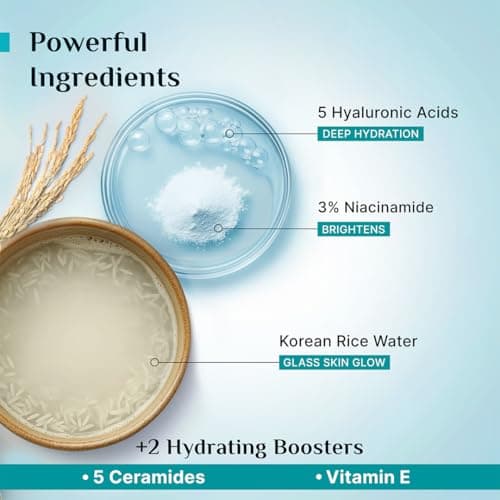Pilgrim Korean Light Gel Oil Free Hydra Glow Moisturizer Cream 100 g| With Hyaluronic Acids, 3% Niacinamide, Rice Water for 5x Hydration & Instant Glass Skin | Hydrating Gel for All Skin Type 2