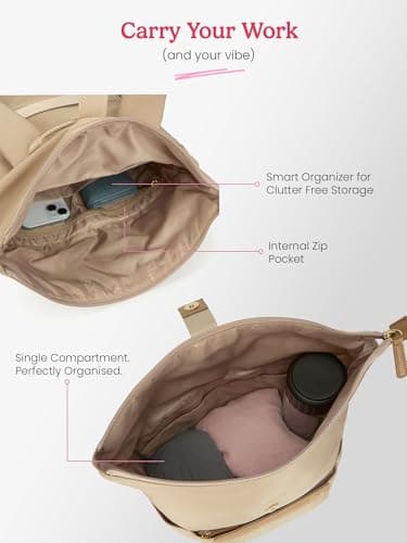 Genie Rogue Laptop Backpack for 15.6 Inch Laptop, Beige | Spacious College & Office Backpack for Women & Girls 5