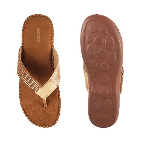 Mochi Womens Synthetic Antic Gold Slippers (Size (7 UK (40 EU)) 5